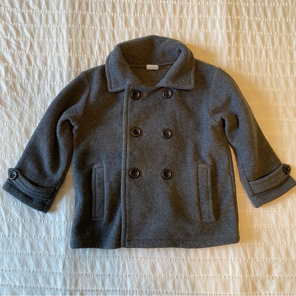 Charcoal Grey Fleece Kids Peacoat by Starting Out size 24m